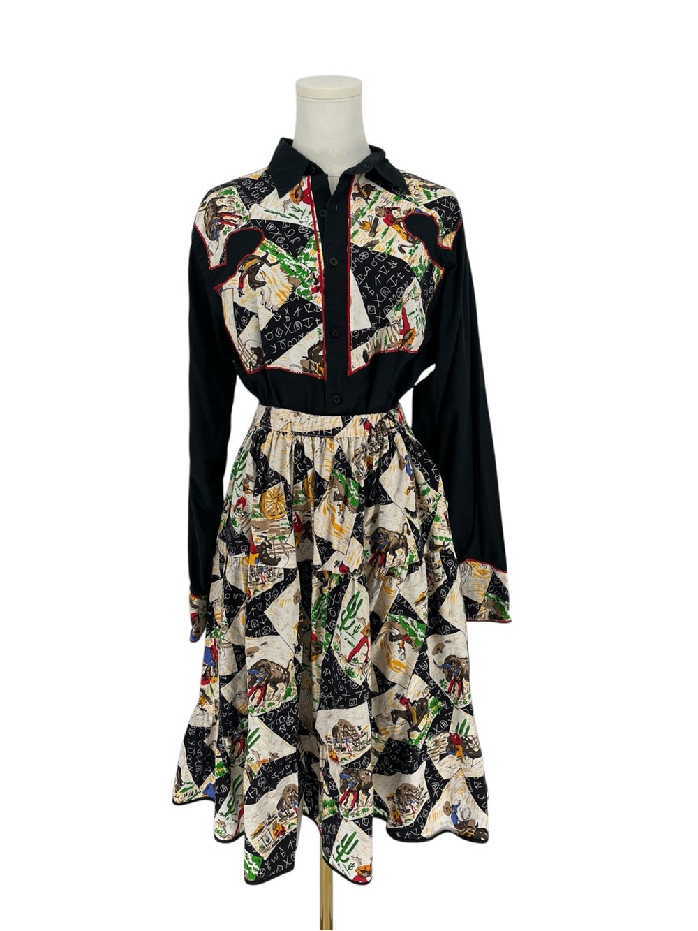Reworked Vintage 90s Western Matching Set M Novelty Cowboy Print Co-ord Skirt